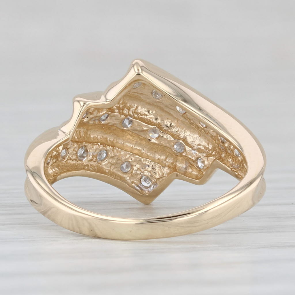 0.15ctw Diamond Scalloped Bypass Ring 10k Yellow Gold Size 4