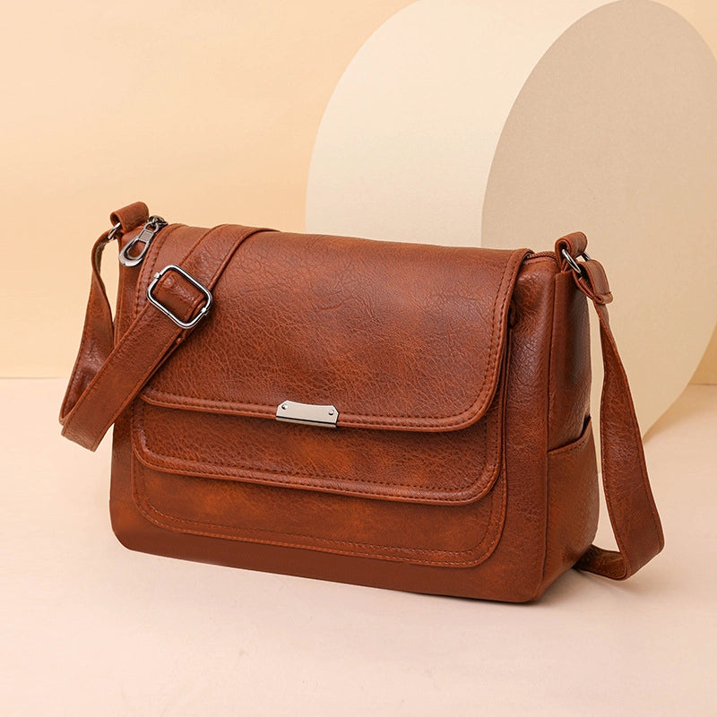 Women's Bag New Fashion Crossbody Shoulder Women's Bag Bags Middle-aged Mother Soft Leather Small Square Bag