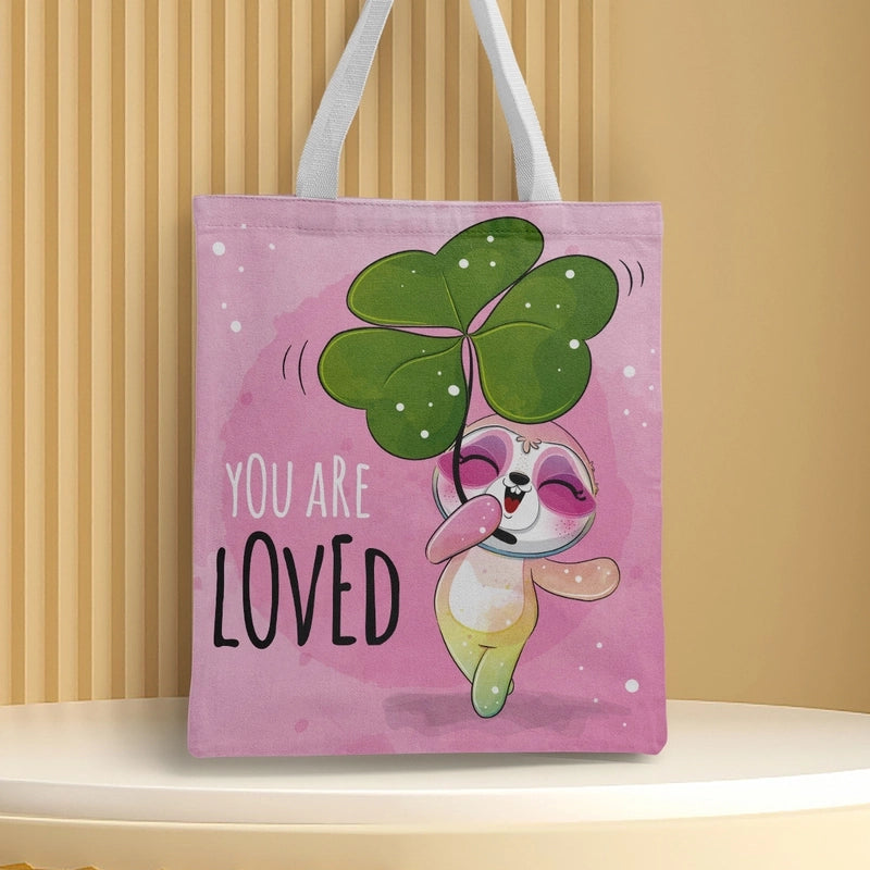 Women's Medium Canvas Animal Basic Classic Style Square Open Canvas Bag