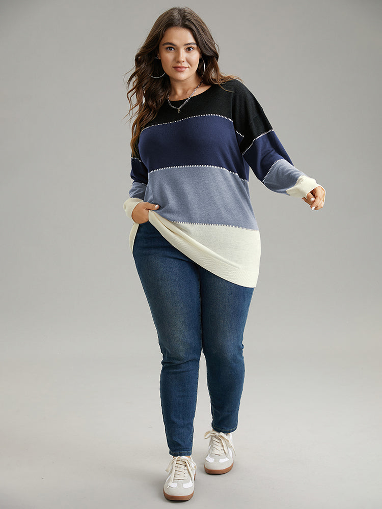 Supersoft Essentials Colorblock Contrast Round Neck Pullover