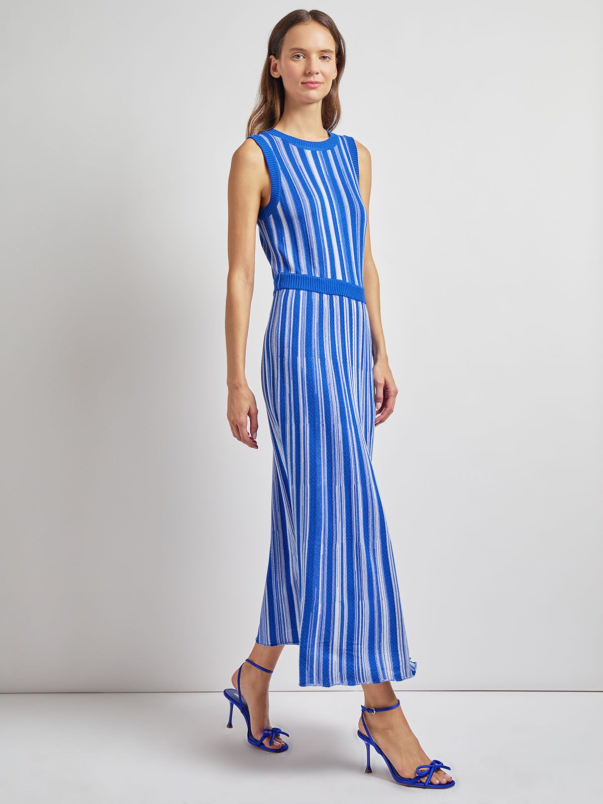 Sleeveless Soft Ribbed Knit Belted Maxi Dress - Modern Fit