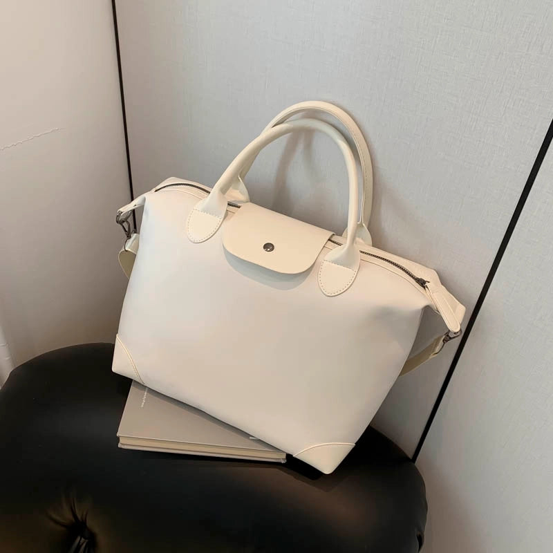 Women's Large Pu Leather Solid Color Basic Classic Style Square Zipper Travel Bag