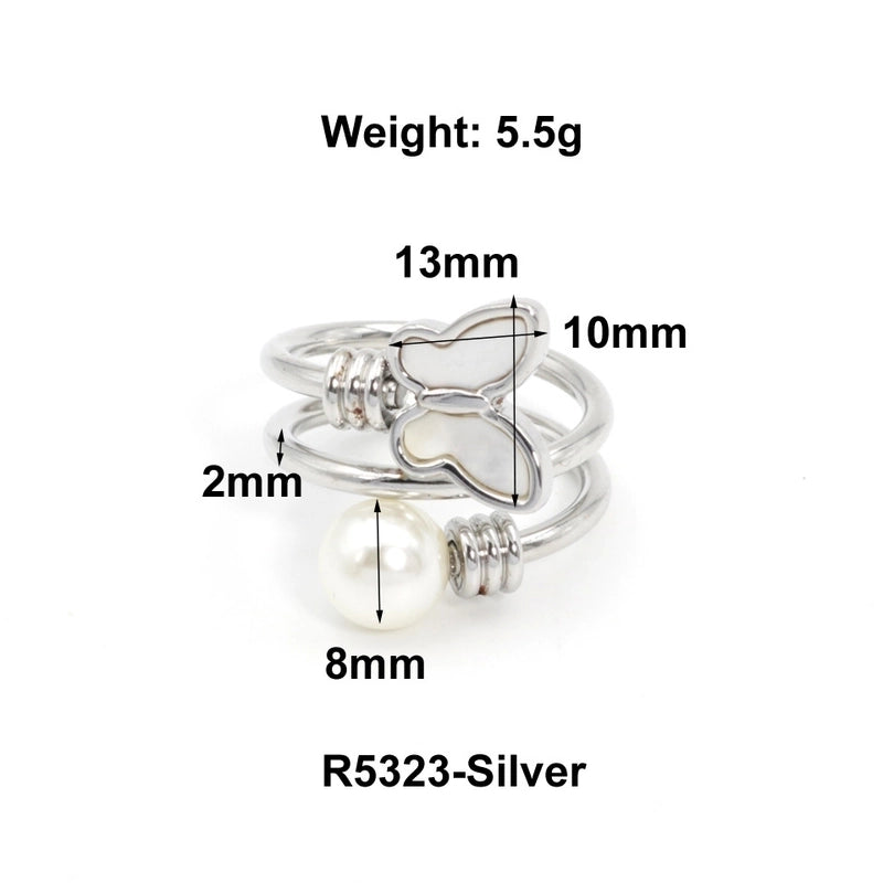 Vintage Style Classic Style Geometric Heart Shape Butterfly Titanium Steel Plating Rings