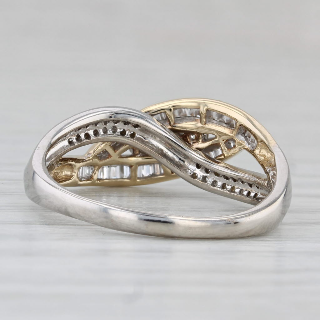 0.20ctw Diamond Knot Ring 14k White Yellow Gold Size 9.75 Bypass