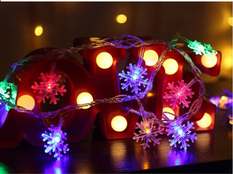 LED Snowflake Light String Twinkle Garlands Battery Powered Christmas Lamp Holiday Party Wedding Decorative Fairy Light