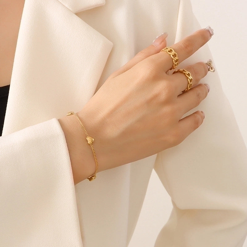 Sweet 304 Stainless Steel No Inlaid 18K Gold Plated Plating