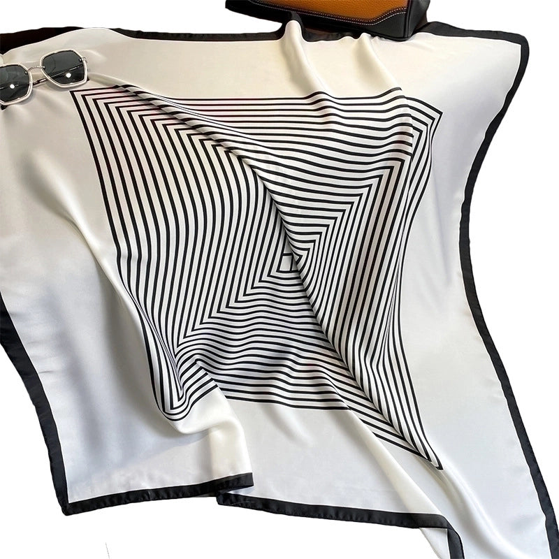 Women's Elegant Printing Satin Printing Silk Scarf