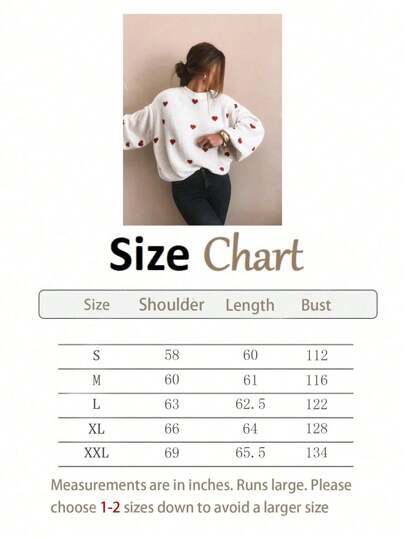 Final Sale⚡4 Packs for $24.98⚡ -Women's Heart Patterned Crew Neck Sweater