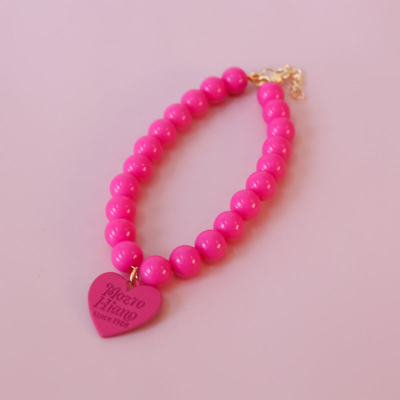 Rainbow Bead Dog Cat Necklace Collar