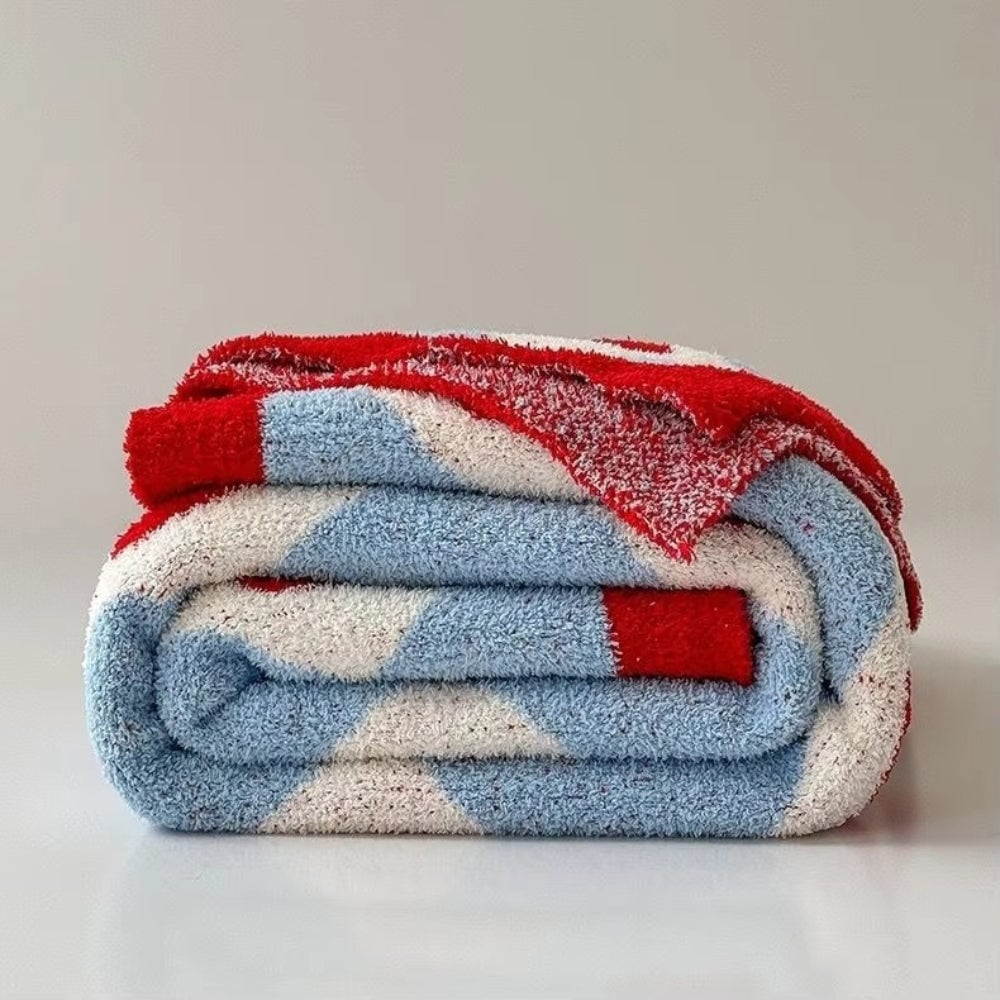 Argyle Scarlet Heart Soft Blanket