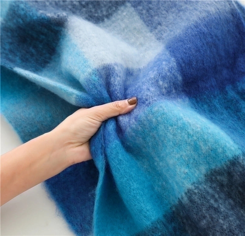 Women's Casual Plaid Imitation Cashmere Tassel Scarf