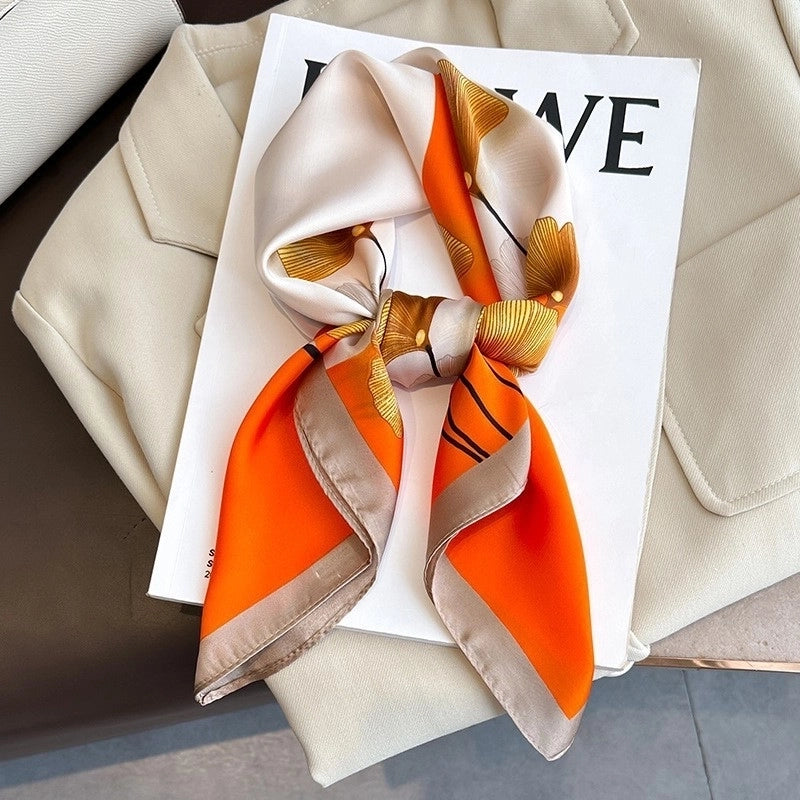 Silk Scarf Women's Elegant Small Square Scarf Decoration 70 Professional Small Square Scarf  New Autumn And Winter Warm Scarf French Hair Band
