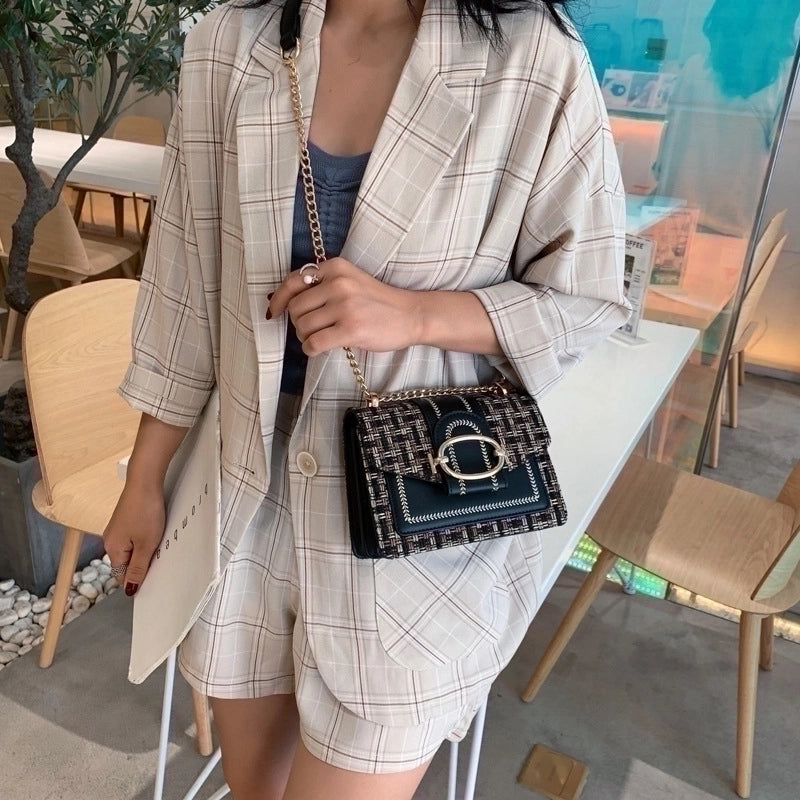 Women's Small Pu Leather Printing Vintage Style Square Flip Cover Shoulder Bag Crossbody Bag