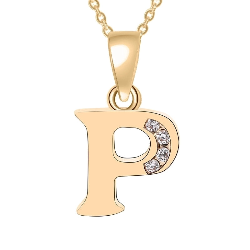 Minimalist Letter Copper Plating Inlay Zircon Pendant Necklace
