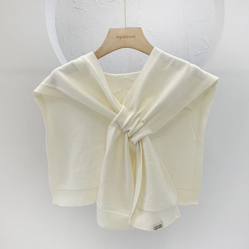 Unisex Casual Sweet Solid Color Knit Shawl