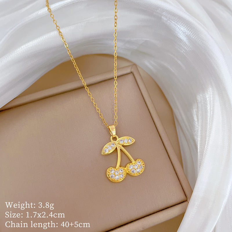 Minimalist Geometric Titanium Steel Diamond Inlay Necklaces