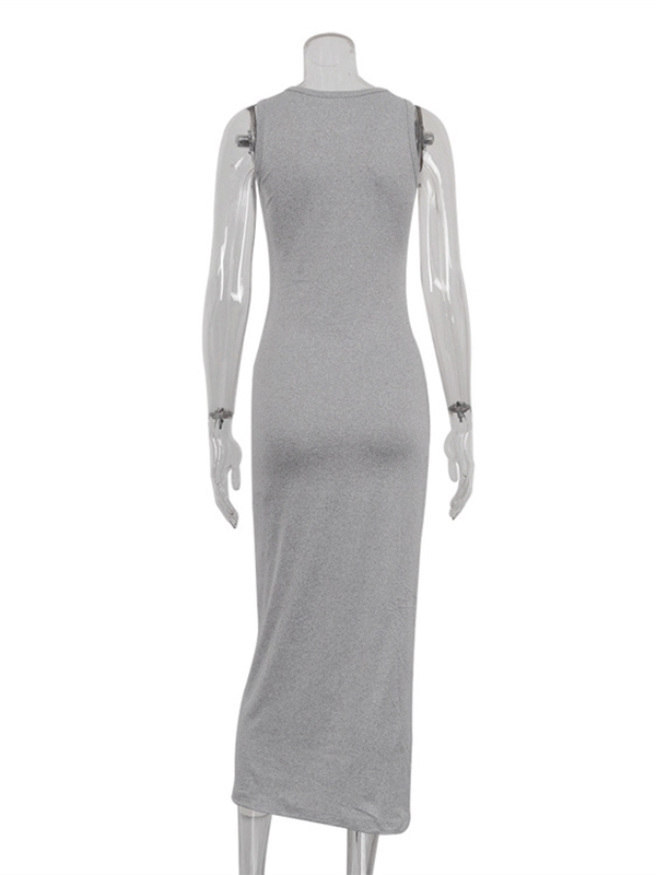 Long Sleeves Solid Color Round-Neck Inner Dress + Bodycon Outerwear Two Pieces Set