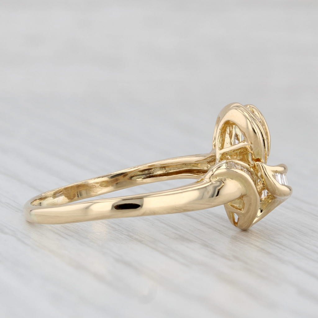 0.35ctw Baguette Diamond Knot Bow Ring 18k Yellow Gold Size 10.25