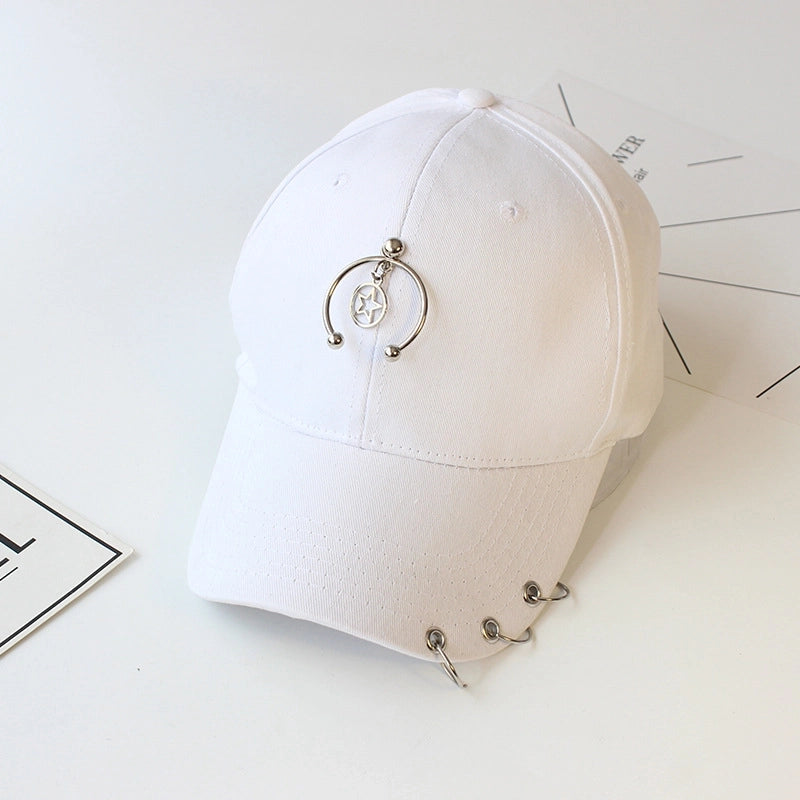 Hat Women's Korean Style Personality Chain Iron Ring Cap Student Children's Baseball Cap Spring And Summer Parent-Child Sunshade