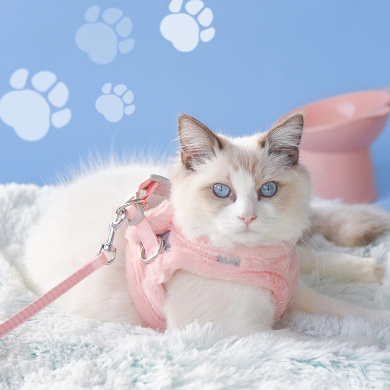 Minimalist Classic Style Faux Rabbit Fur Solid Color Leash