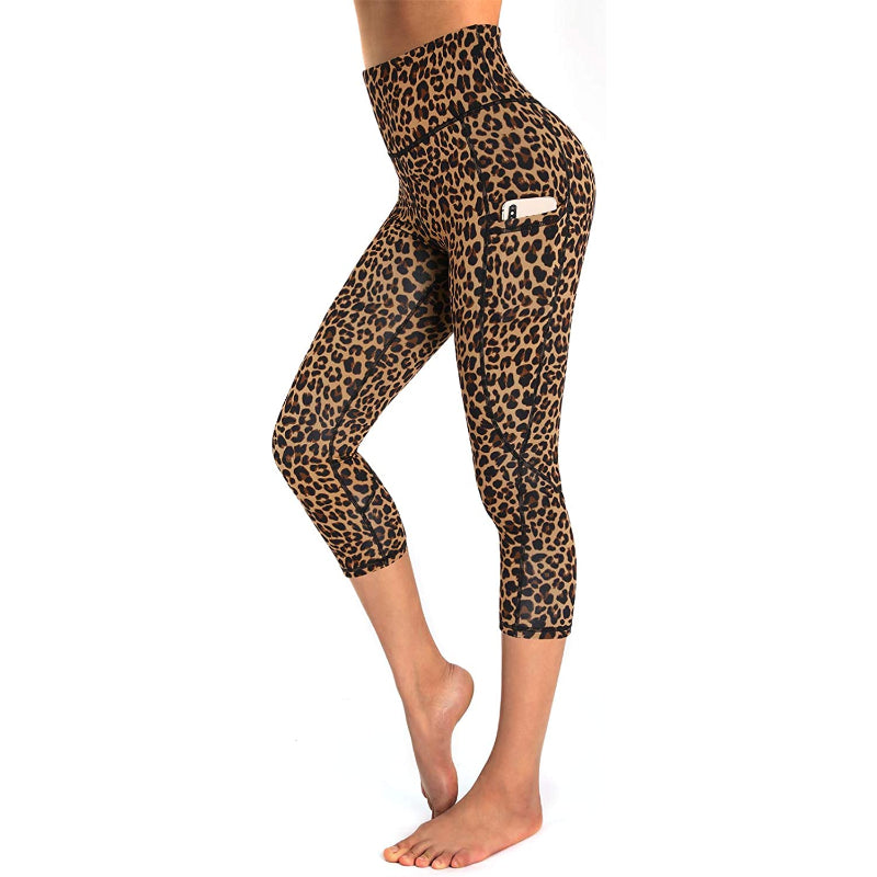 Women's High Waist Capri Yoga Pants Workout Leggings with Pockets For Tummy Control