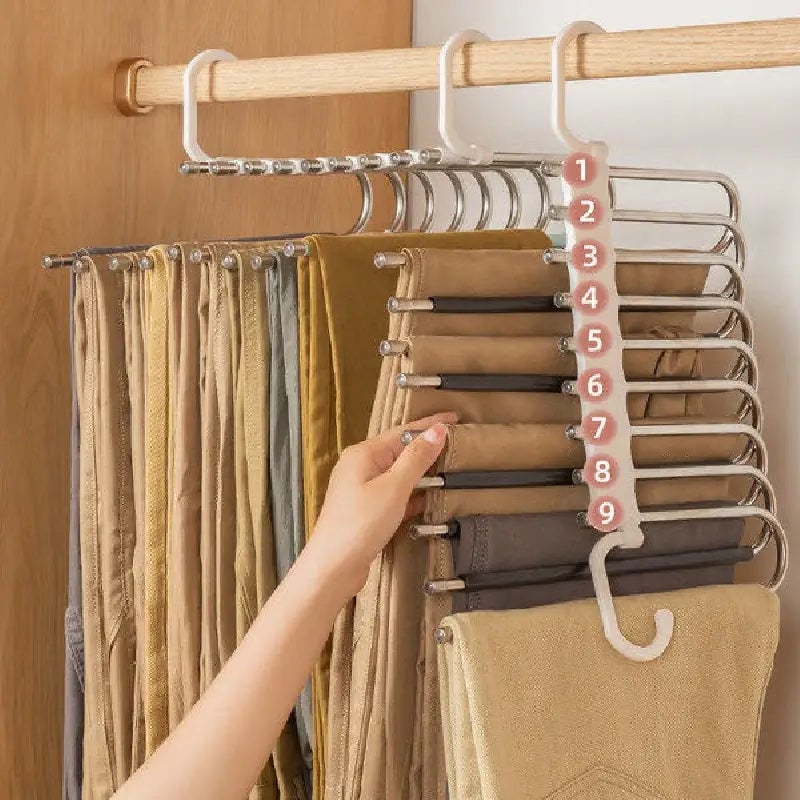 🔥 Space-Saving Solution: 🔥 Foldable Stainless Steel Pants Hanger