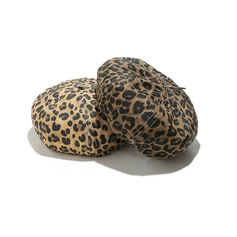 Women's Casual Elegant Retro Leopard Printing Eaveless Beret Hat