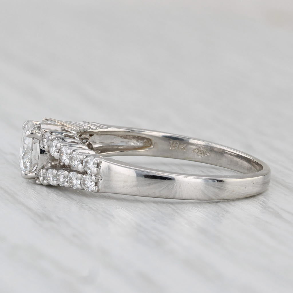 0.78ctw Round Diamond Engagement Ring 18k White Gold Size 6.5