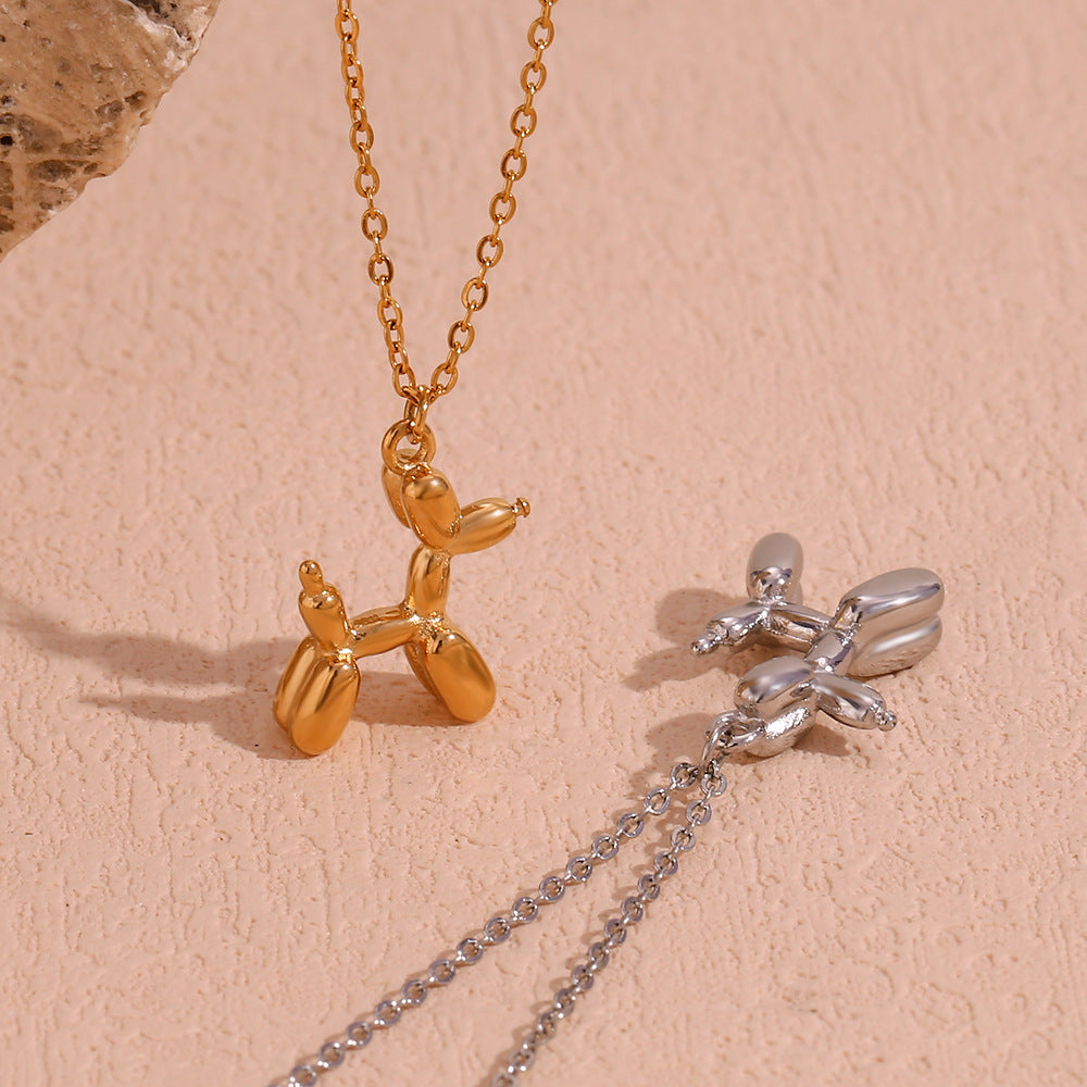 Fashion Dog Chinese Zodiac Animal Stainless Steel 18K Gold Plated Necklaces
