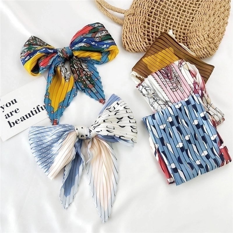 Korean Pleated Silk Square Scarf