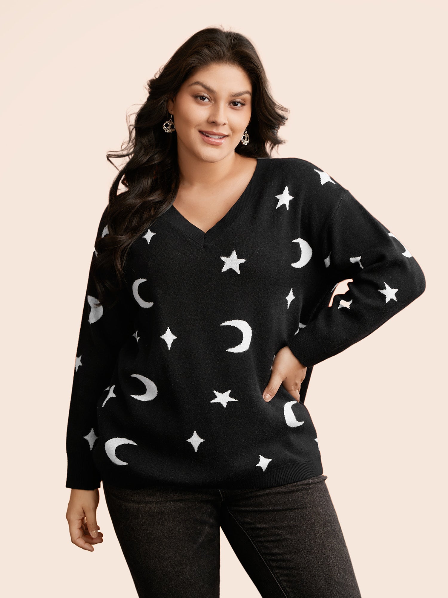 Supersoft Essentials Celestial Jacquard V-Neck Pullover