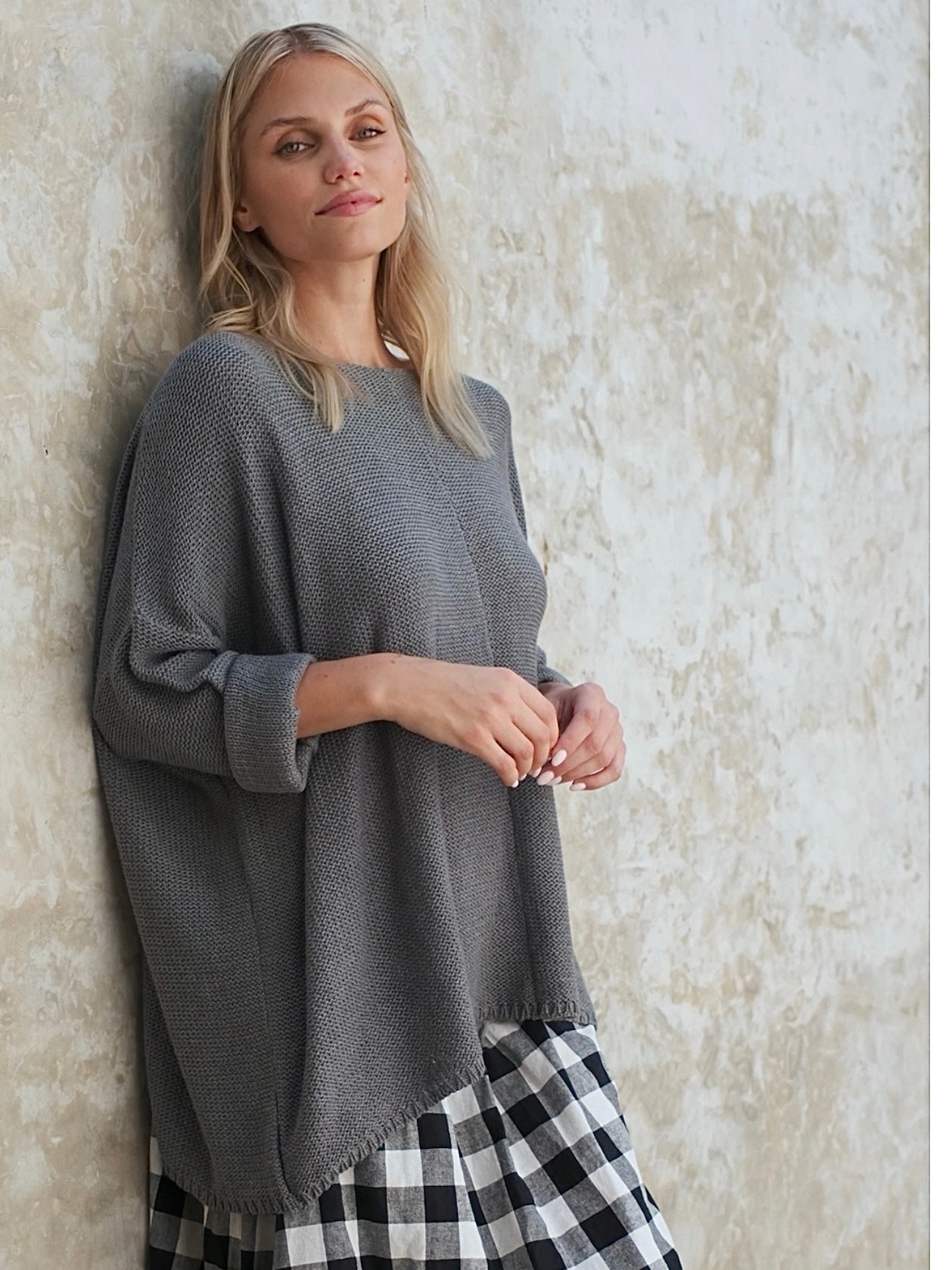 slate grey cotton knit