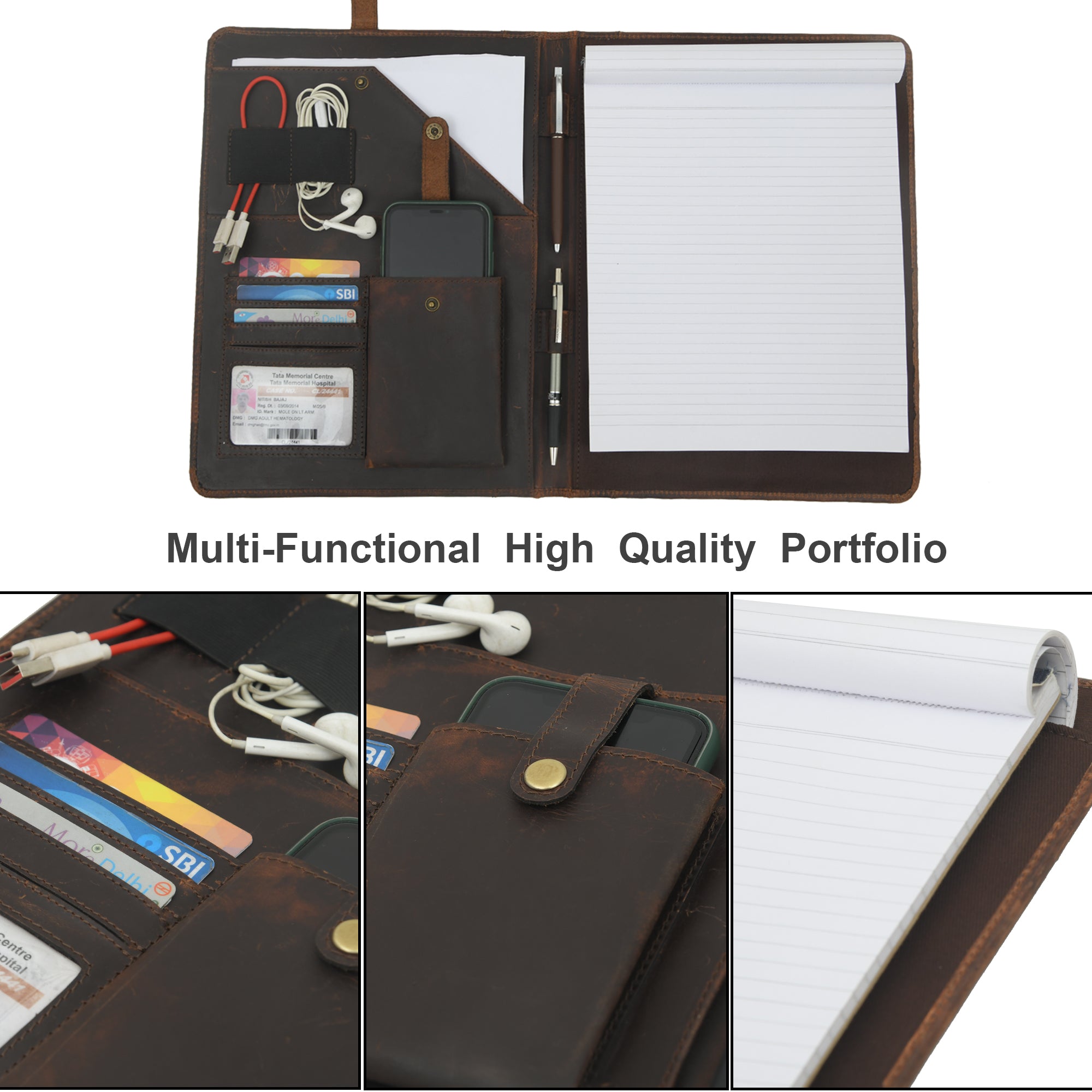 The Multitasker- Leather Portfolio
