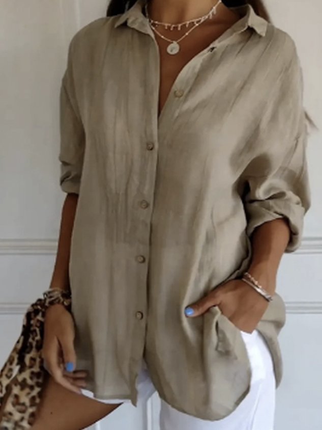 Plain Cotton Casual Blouse