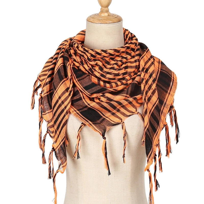 Unisex Classic Style Lattice Polyester Scarf Kerchief