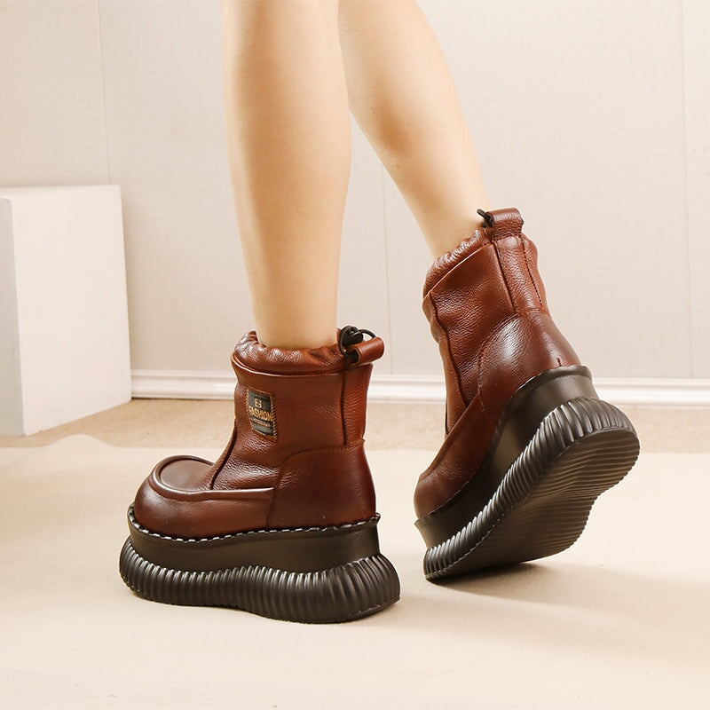 Wool Lining Big Toe 65mm Platform Short Boots for Women