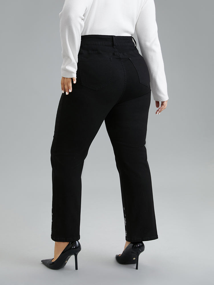 Snowflake Rhinestone Very Stretchy Jeans