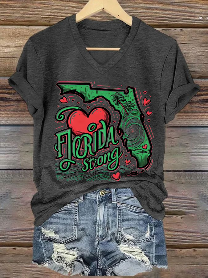 Women's Florida Strong Printed V-Neck T-Shirt