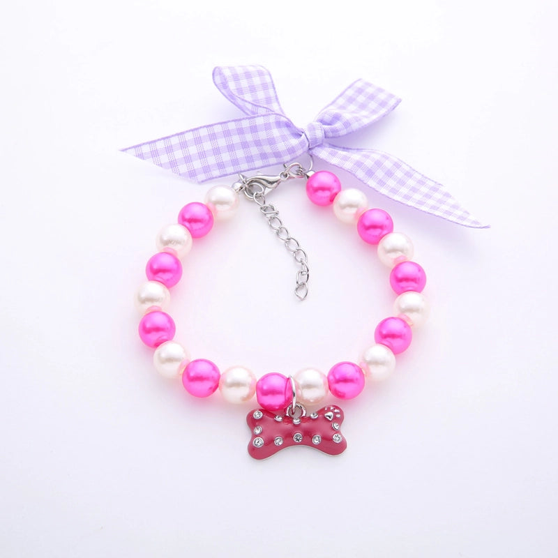 Cute Sweet Imitation Pearl Color Block Pet Collar
