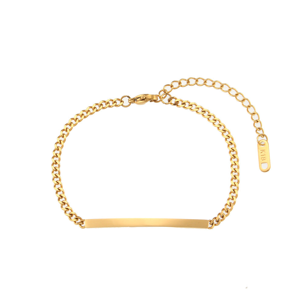 Women Fashion Quadrilateral Geometric Stainless Steel 18K Gold Plated Bracelets
