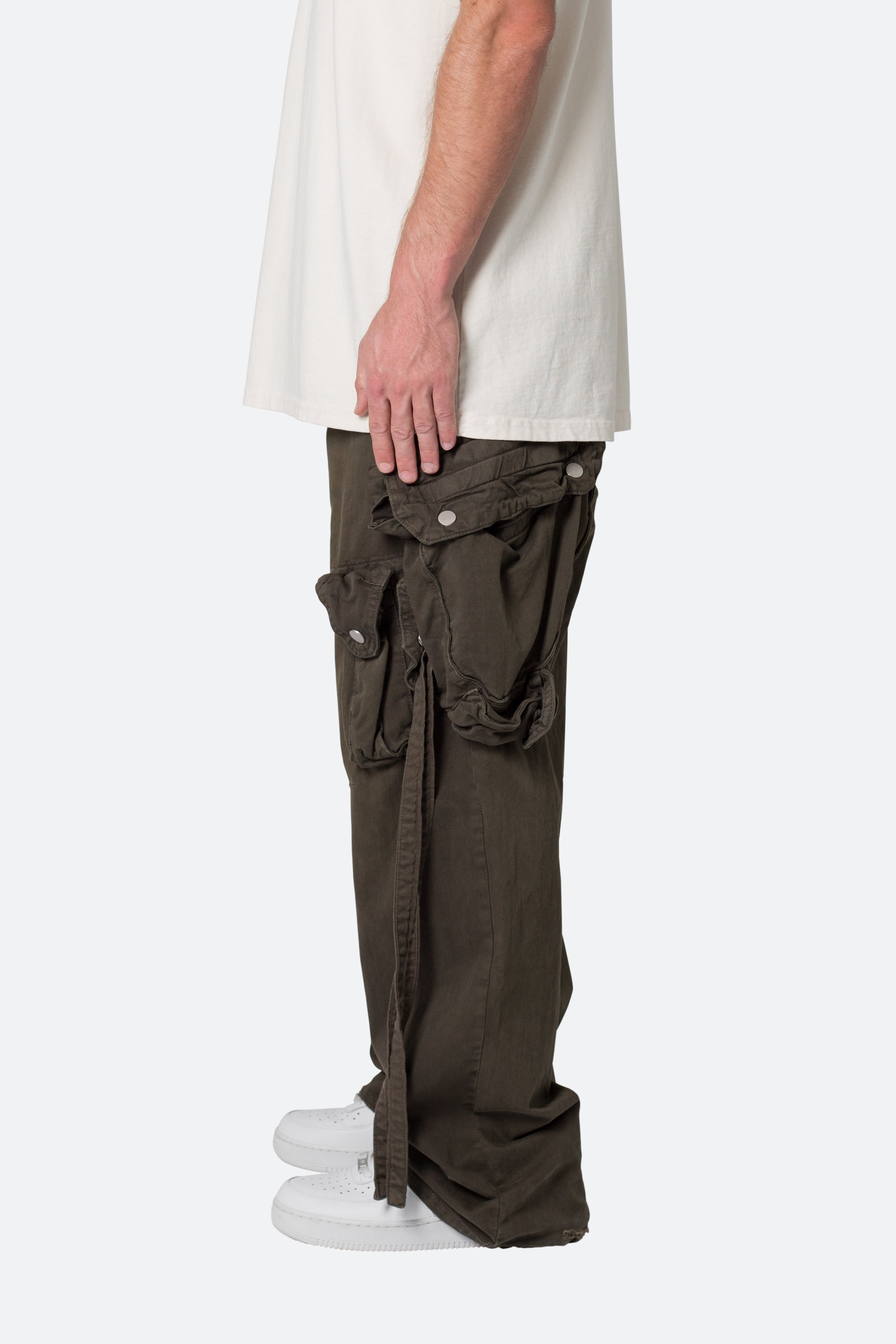 Strapped Multi Cargo Pants - Brown