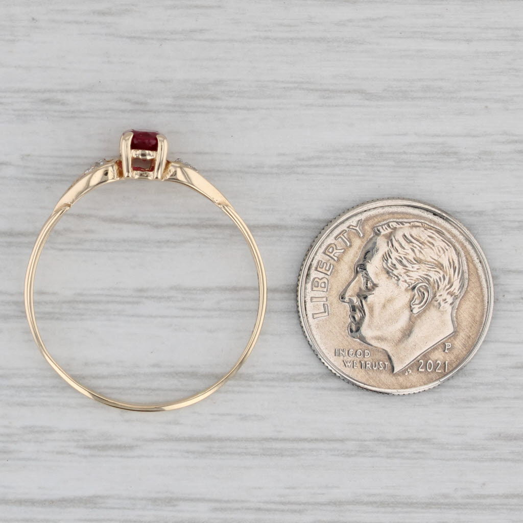 0.50ctw Oval Lab Created Ruby Ring 10k Yellow Gold Size 10.75