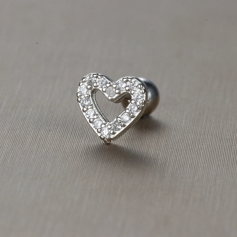 1 Piece Minimalist Star Heart Shape Crown Plating Inlay Stainless Steel Zircon Ear Studs