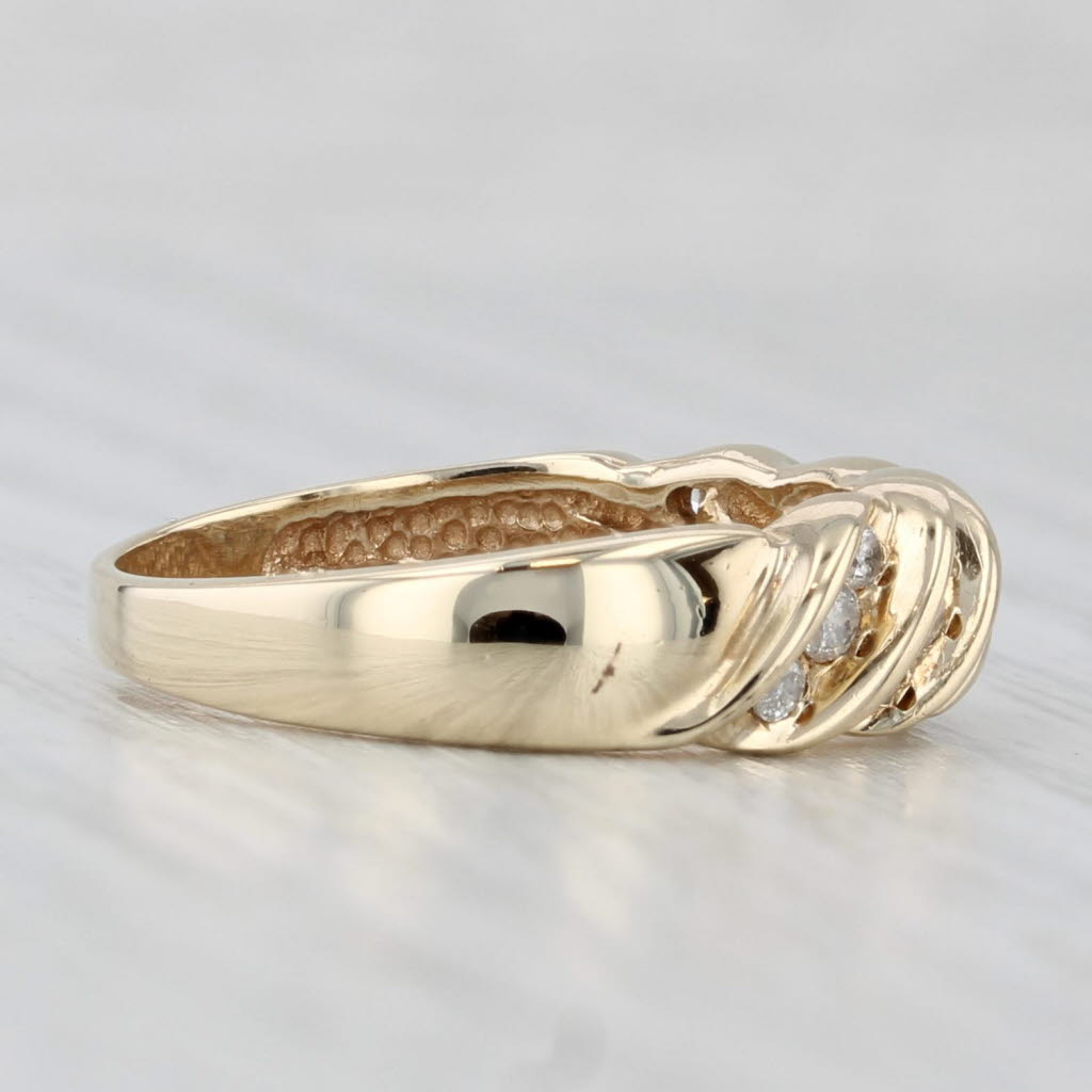 0.25ctw Diamond Scalloped Ring 10k Yellow Gold Wedding Stackable Band