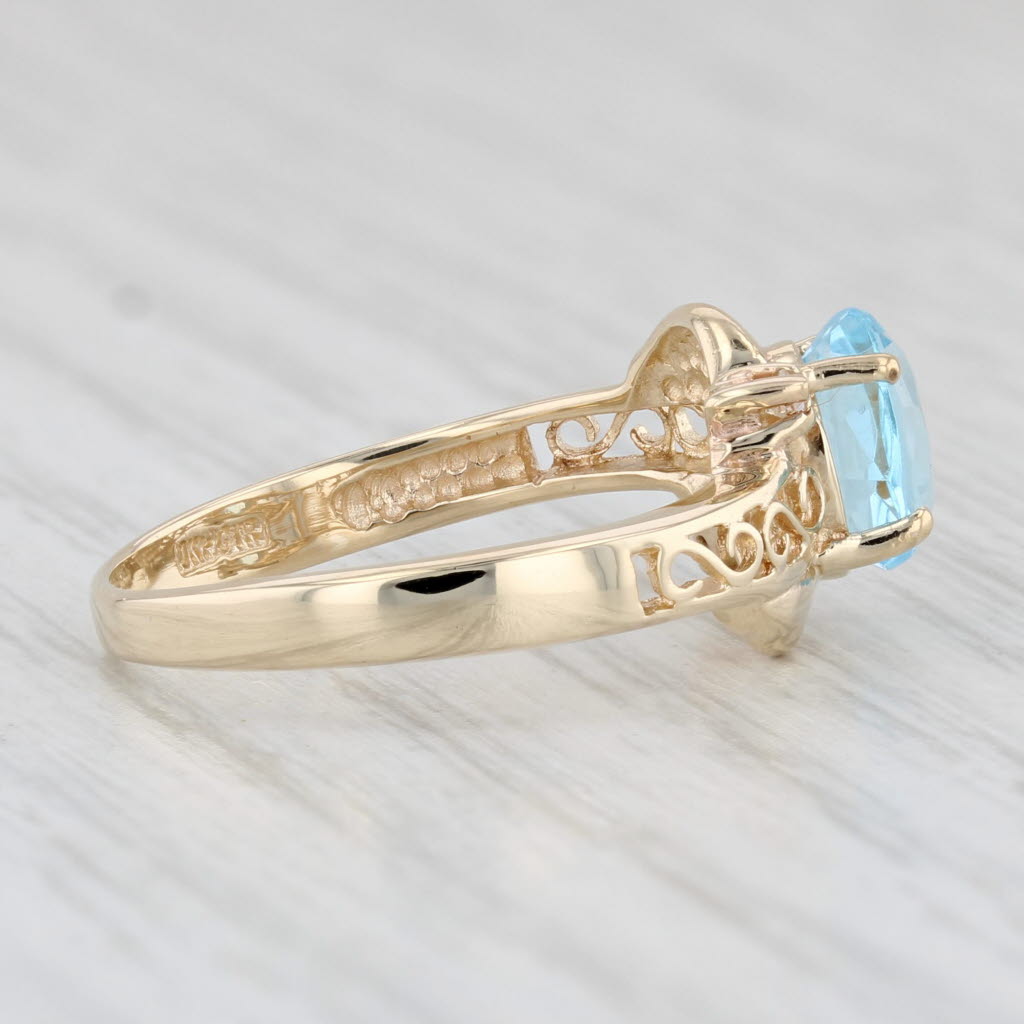 1.02ctw Oval Blue Topaz Diamond Ring 10k Yellow Gold Size 6.25