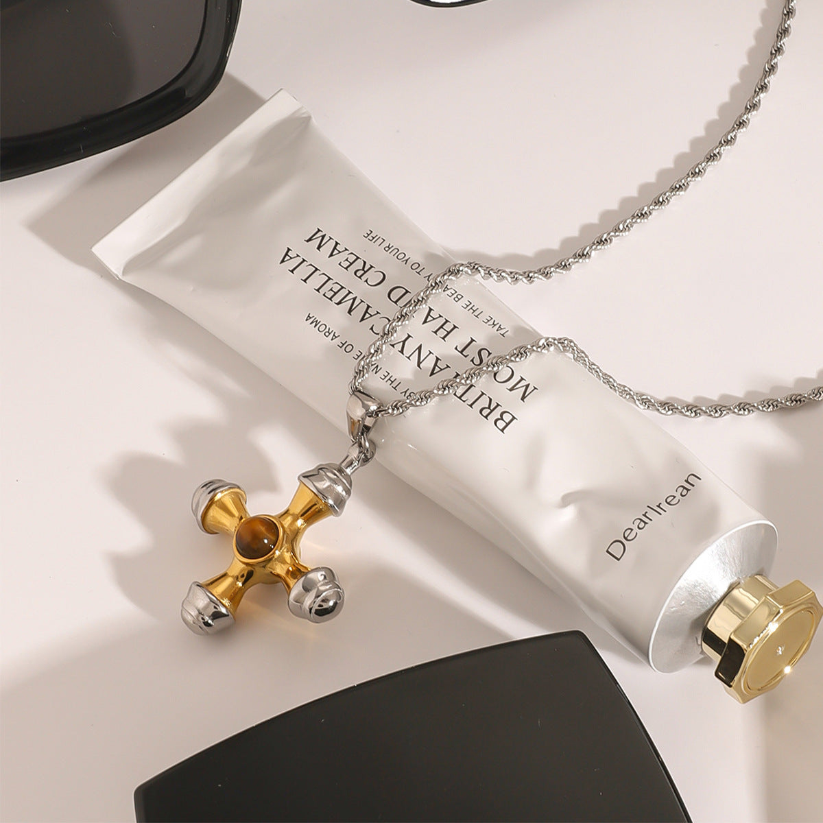 Stainless Steel Color Matching Cross Necklace Niche Clavicle Chain Titanium Steel Necklace