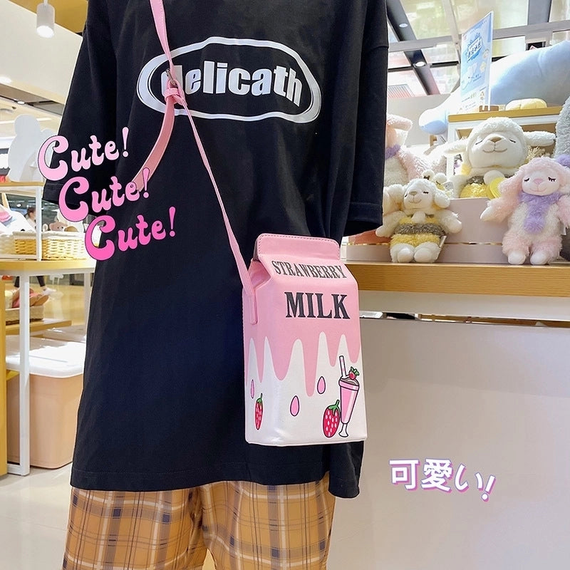 Small Pu Leather Fruit Square Buckle Crossbody Bag