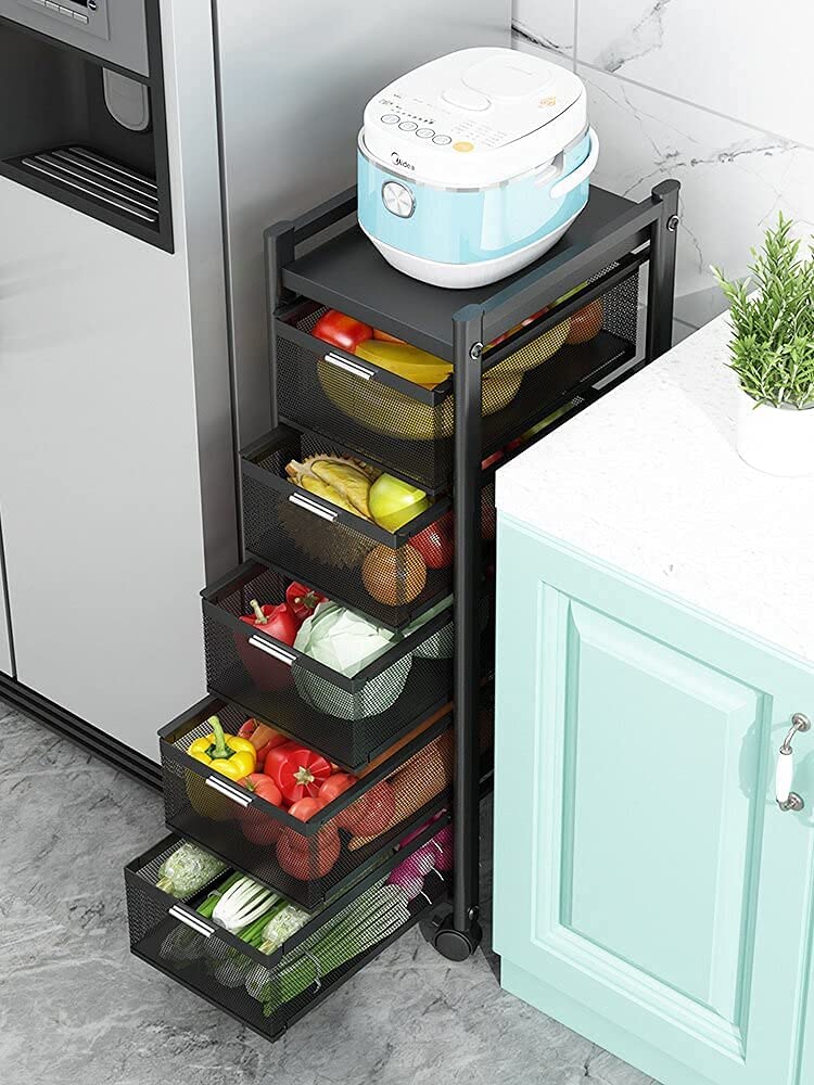 Modern Metal Kitchen Trolleys For Home. Square Design Fruits & Vegetable Organizer