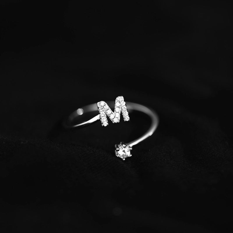 Ig Style Minimalist Letter Copper Plating Inlay Zircon Open Ring