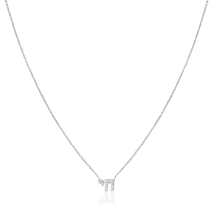 Diamond Chai Hebrew Necklace - 14k Yellow or White Gold